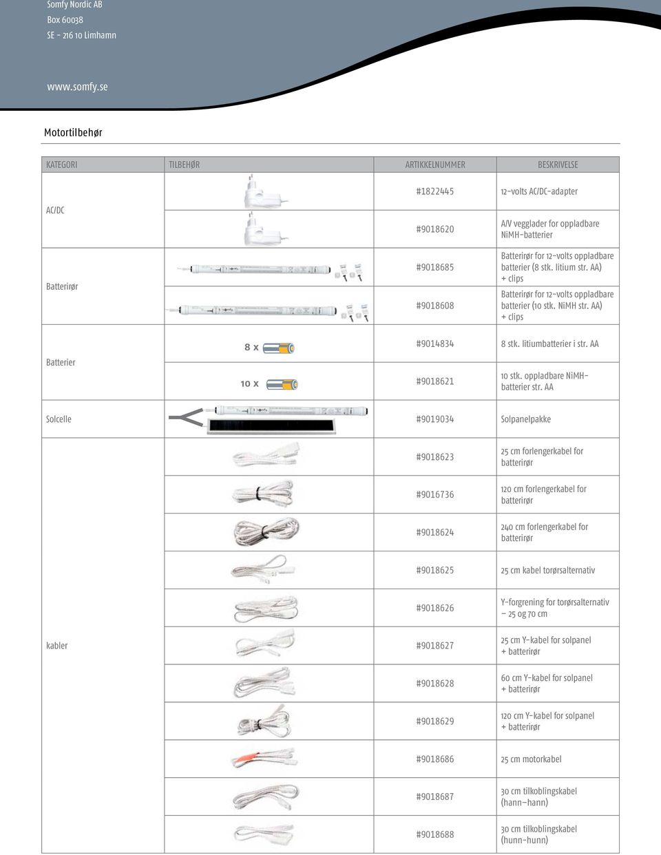 12-volts oppladbare batterier (8 stk. litium str. AA) + clips Batterirør for 12-volts oppladbare batterier (10 stk. NiH str. AA) + clips Batterier 8 x 10 x #9014834 8 stk. litiumbatterier i str.