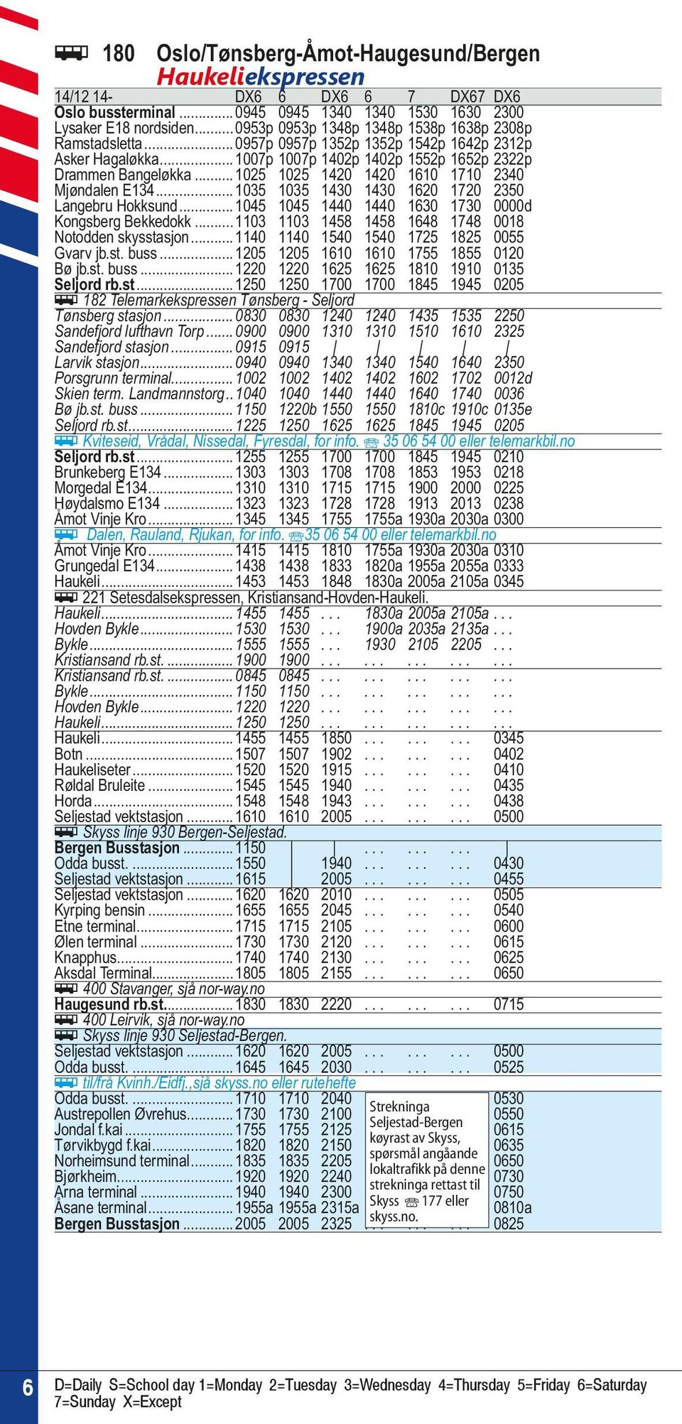 ..1025 1025 1420 1420 1610 1710 2340 Mjøndalen E134...1035 1035 1430 1430 1620 1720 2350 Langebru Hokksund...1045 1045 1440 1440 1630 1730 0000d Kongsberg Bekkedokk.