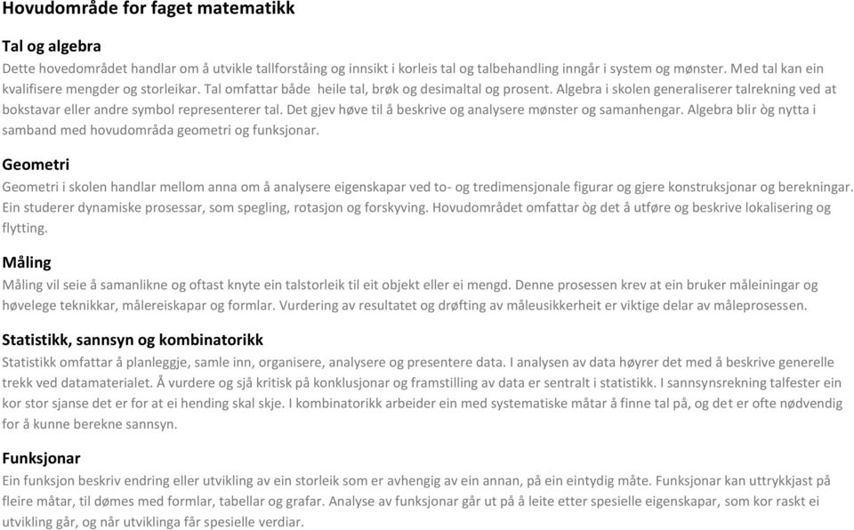 Algebra i skolen generaliserer talrekning ved at bokstavar eller andre symbol representerer tal. Det gjev høve til å beskrive og analysere mønster og samanhengar.