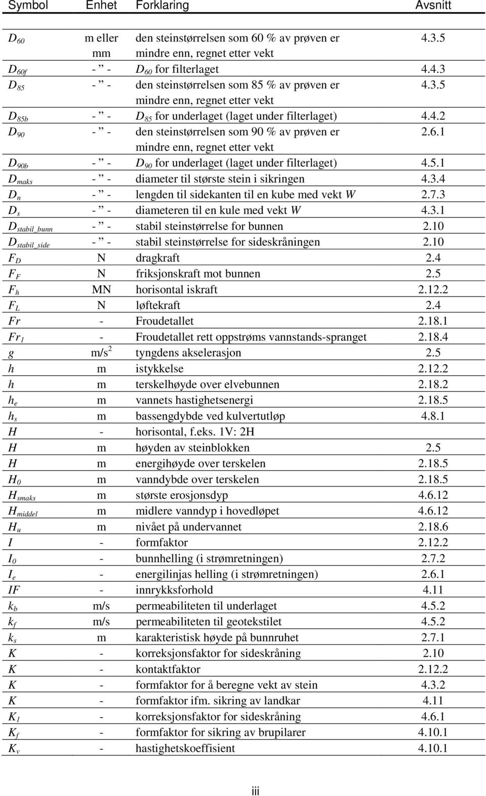 1 mindre enn, regnet etter vekt D 90b - - D 90 for underlaget (laget under filterlaget) 4.5.1 D maks - - diameter til største stein i sikringen 4.3.