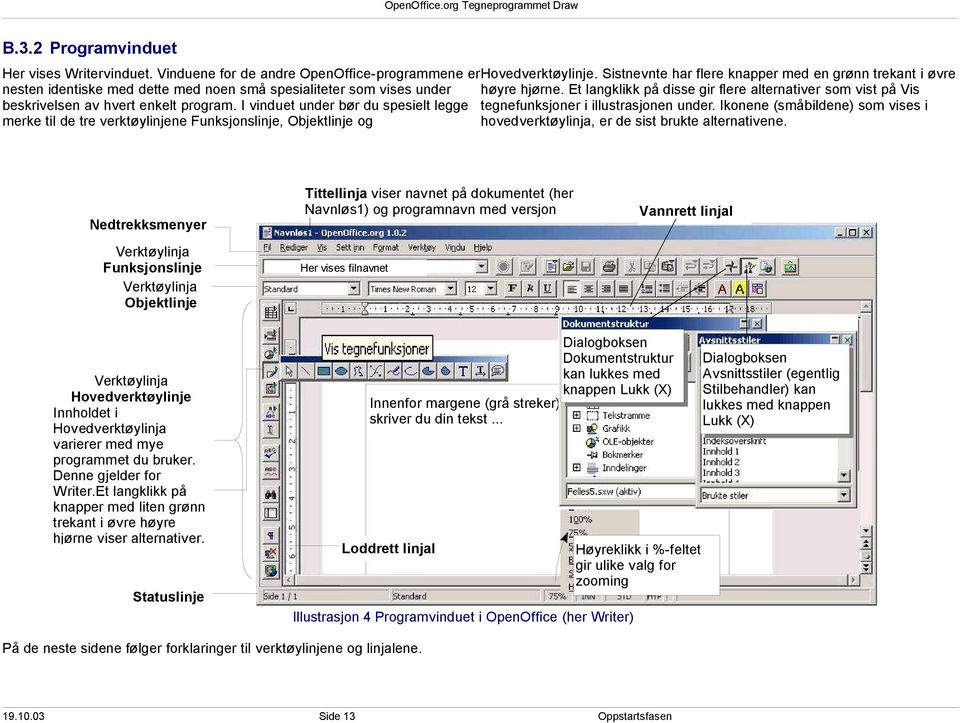 Et langklikk på disse gir flere alternativer som vist på Vis beskrivelsen av hvert enkelt program. I vinduet under bør du spesielt legge tegnefunksjoner i illustrasjonen under.