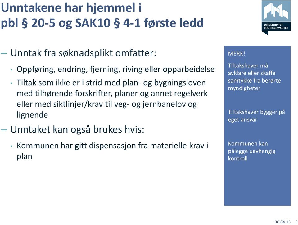 siktlinjer/krav til veg- og jernbanelov og lignende Unntaket kan også brukes hvis: Kommunen har gitt dispensasjon fra materielle krav i