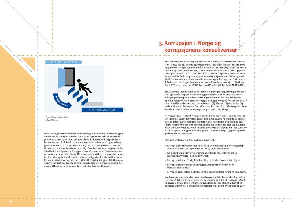 (Gedde-Dahl m. fl. 2008:246-260). Statistikk fra politidirektoratet viser 242 anmeldte for korrupsjon og grov korrupsjon i perioden 2008 til og med 2012.