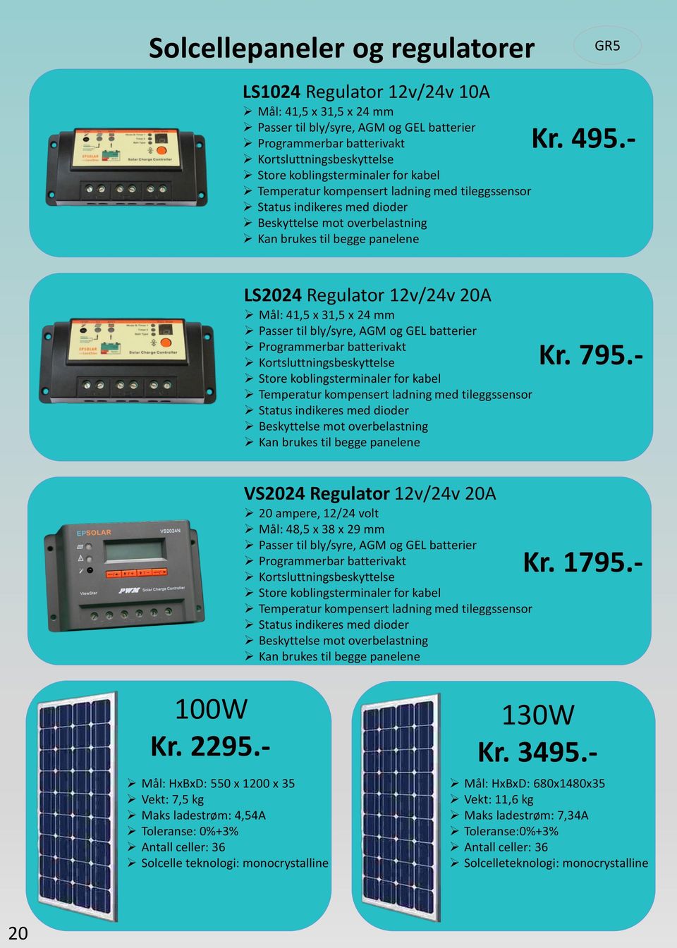 - LS2024 Regulator 12v/24v 20A Mål: 41,5 x 31,5 x 24 mm Passer til bly/syre, AGM og GEL batterier Programmerbar batterivakt Kortsluttningsbeskyttelse Store koblingsterminaler for kabel Temperatur