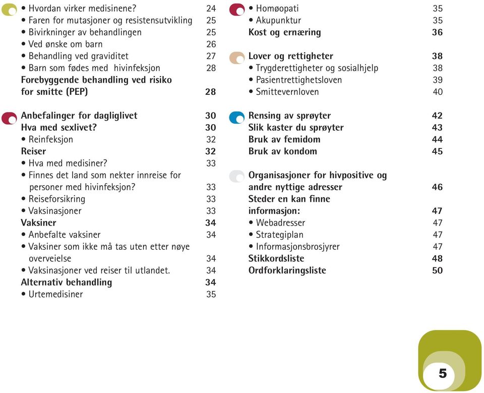 risiko for smitte (PEP) 28 Anbefalinger for dagliglivet 30 Hva med sexlivet? 30 Reinfeksjon 32 Reiser 32 Hva med medisiner? 33 Finnes det land som nekter innreise for personer med hivinfeksjon?