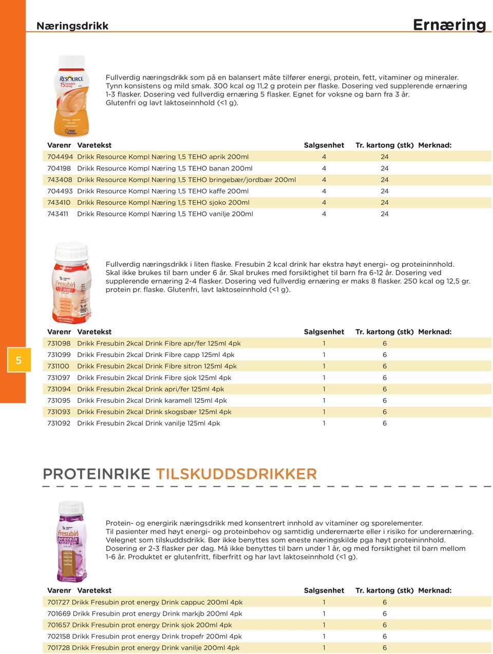 704494 Drikk Resource Kompl Næring 1,5 TEHO aprik 200ml 4 24 704198 Drikk Resource Kompl Næring 1,5 TEHO banan 200ml 4 24 743408 Drikk Resource Kompl Næring 1,5 TEHO bringebær/jordbær 200ml 4 24