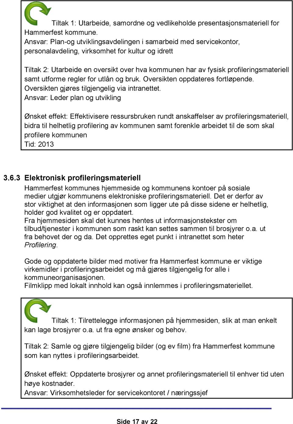 profileringsmateriell samt utforme regler for utlån og bruk. Oversikten oppdateres fortløpende. Oversikten gjøres tilgjengelig via intranettet.