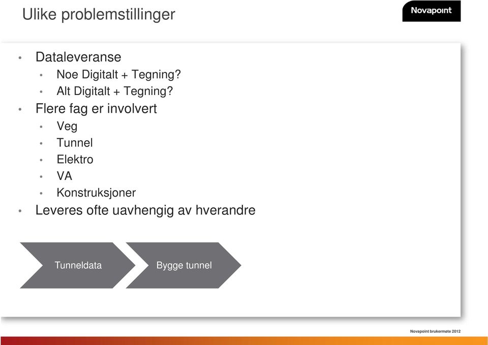 Flere fag er involvert Veg Tunnel Elektro VA