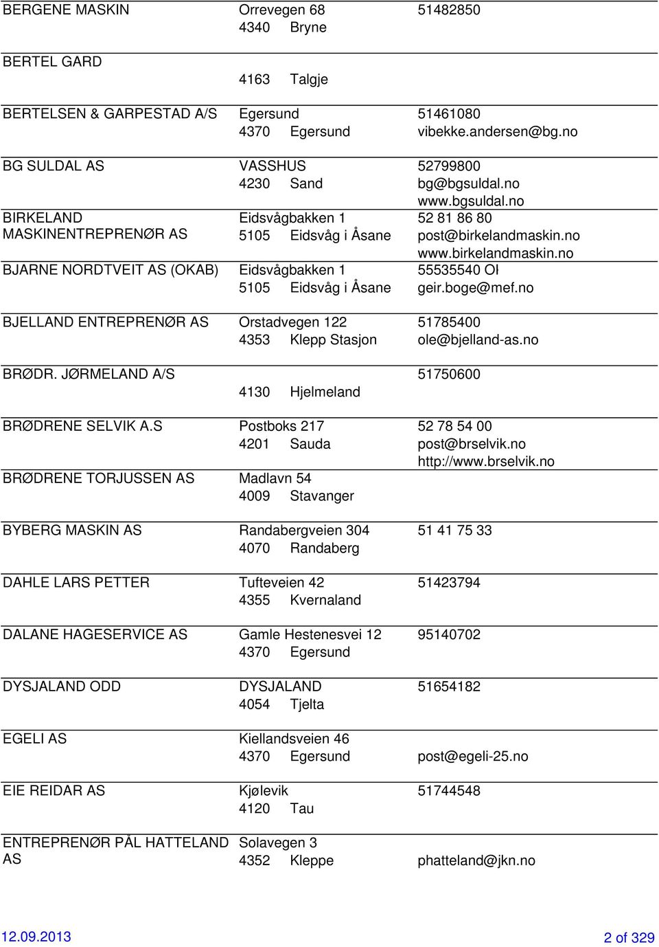 no www.birkelandmaskin.no BJARNE NORDTVEIT AS (OKAB) Eidsvågbakken 1 55535540 OK 5105 Eidsvåg i Åsane geir.boge@mef.