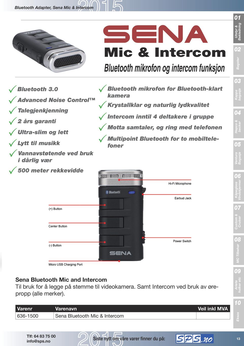 Intercom Bluetooth mikrofon og intercom funksjon Bluetooth mikrofon for Bluetooth-klart kamera Krystallklar og naturlig lydkvalitet Intercom inntil 4