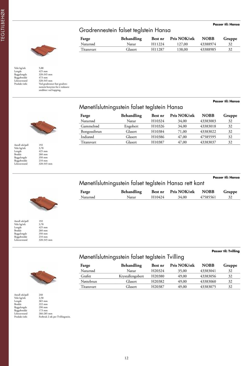 Antall stk/pall 192 Vekt kg/stk 3,70 425 mm 260 mm Byggelengde 350 mm Byggebredde 210 mm Lekteavstand 320-345 mm Mønetilslutningsstein falset teglstein Hansa Passer til: Hansa Naturrød Natur H10324