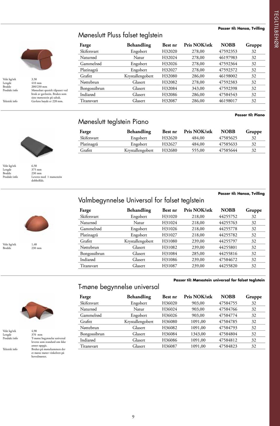 Platinagrå Engobert H32027 278,00 47592372 32 Grafitt Krystallengobert H32080 286,00 46198002 32 Nøttebrun Glasert H32082 278,00 47592383 32 Bongossibrun Glasert H32084 343,00 47592398 32 Indiarød