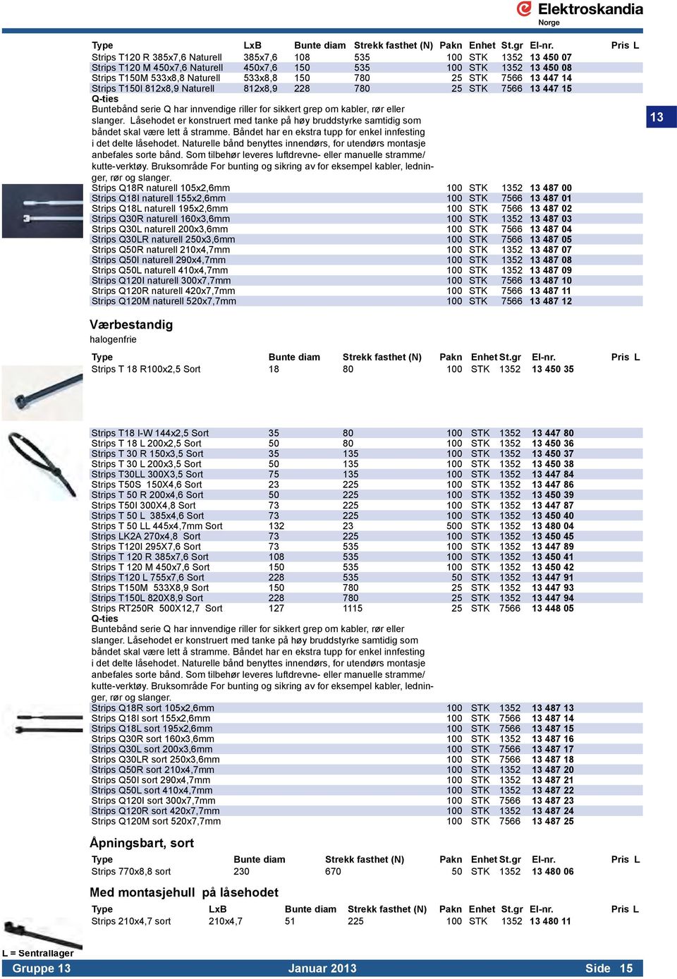 7566 13 447 14 Strips T150l 812x8,9 Naturell 812x8,9 228 780 25 STK 7566 13 447 15 Q-ties Buntebånd serie Q har innvendige riller for sikkert grep om kabler, rør eller slanger.