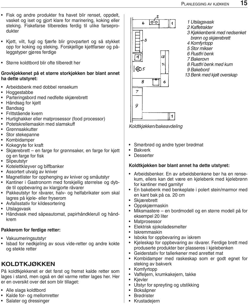 Forskjellige kjøttfarser og påleggstyper gjøres ferdige Større koldtbord blir ofte tilberedt her Grovkjøkkenet på et større storkjøkken bør blant annet ha dette utstyret: Arbeidsbenk med dobbel