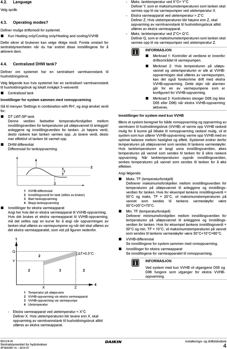 Definer om systemet har en sentralisert varmtvannstank til husholdningsbruk.