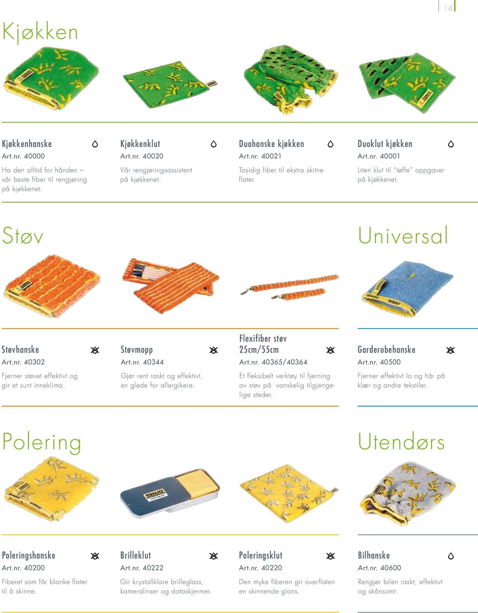 Støv Universal Støvhanske Støvmopp Flexifiber støv 25cm/55cm Garderobehanske Art.nr. 40302 Art.nr. 40344 Art.nr. 40365/40364 Art.nr. 40500 Fjerner støvet effektivt og gir et sunt inneklima.