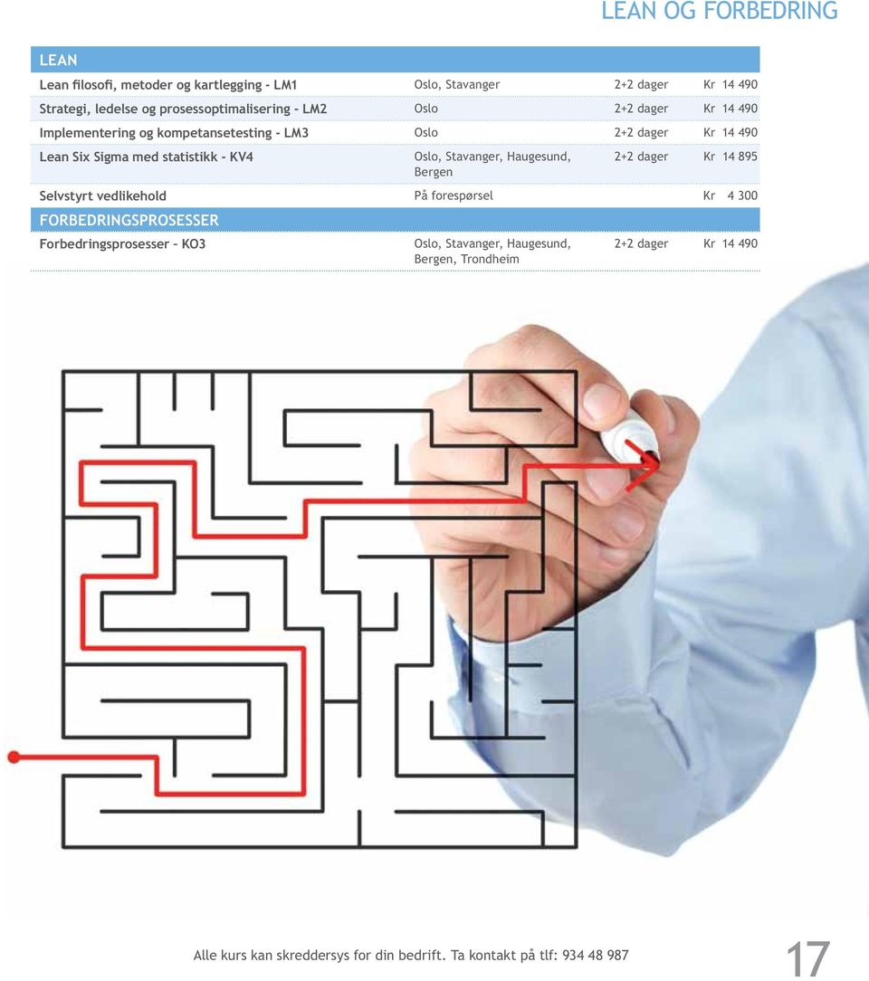 statistikk - KV4 Oslo, Stavanger, Haugesund, Bergen 2+2 dager Kr 14 895 Selvstyrt vedlikehold På forespørsel Kr 4 300 forbedringsprosesser