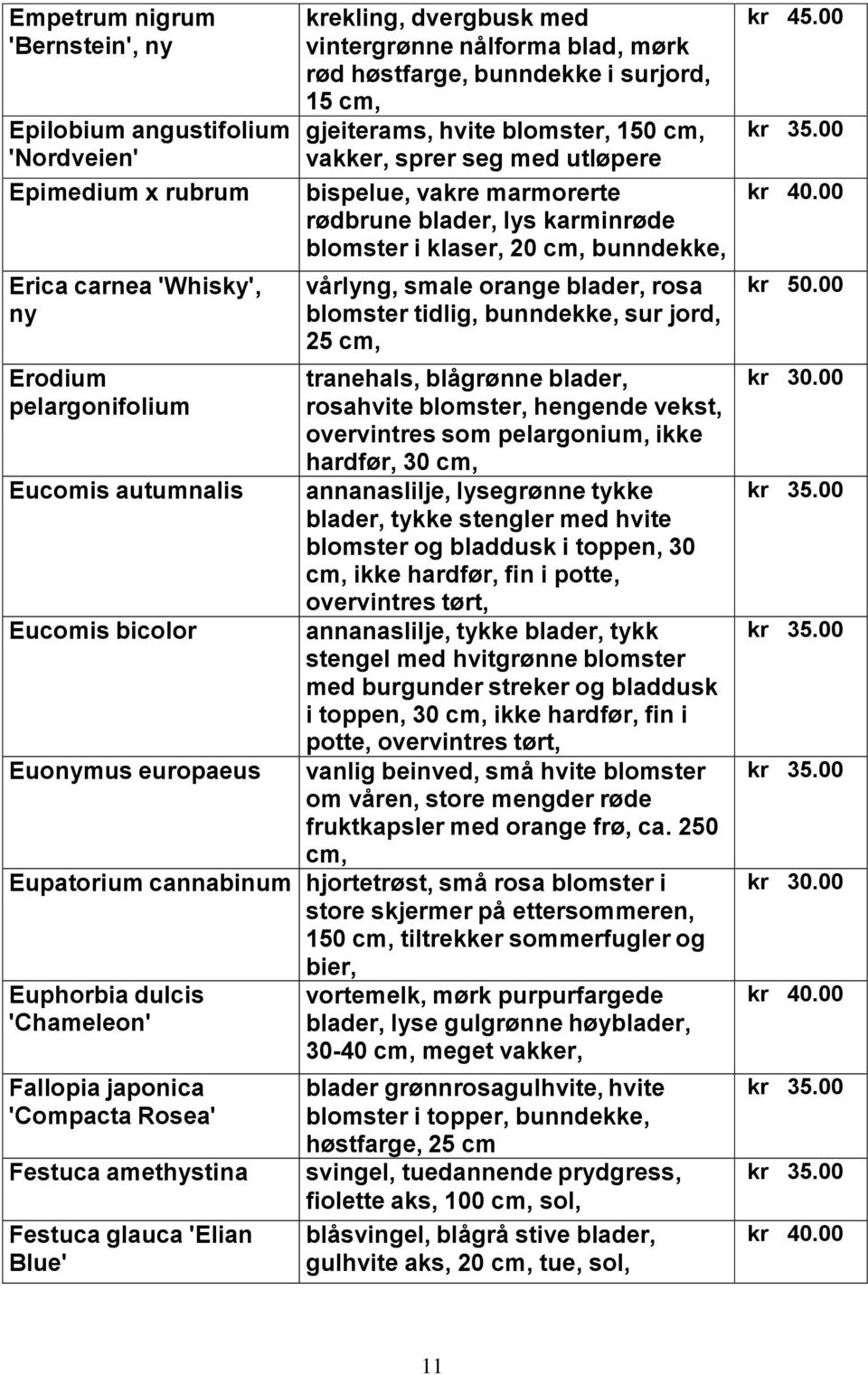 blader, lys karminrøde blomster i klaser, 20 bunndekke, vårlyng, smale orange blader, rosa blomster tidlig, bunndekke, sur jord, 25 tranehals, blågrønne blader, rosahvite blomster, hengende vekst,