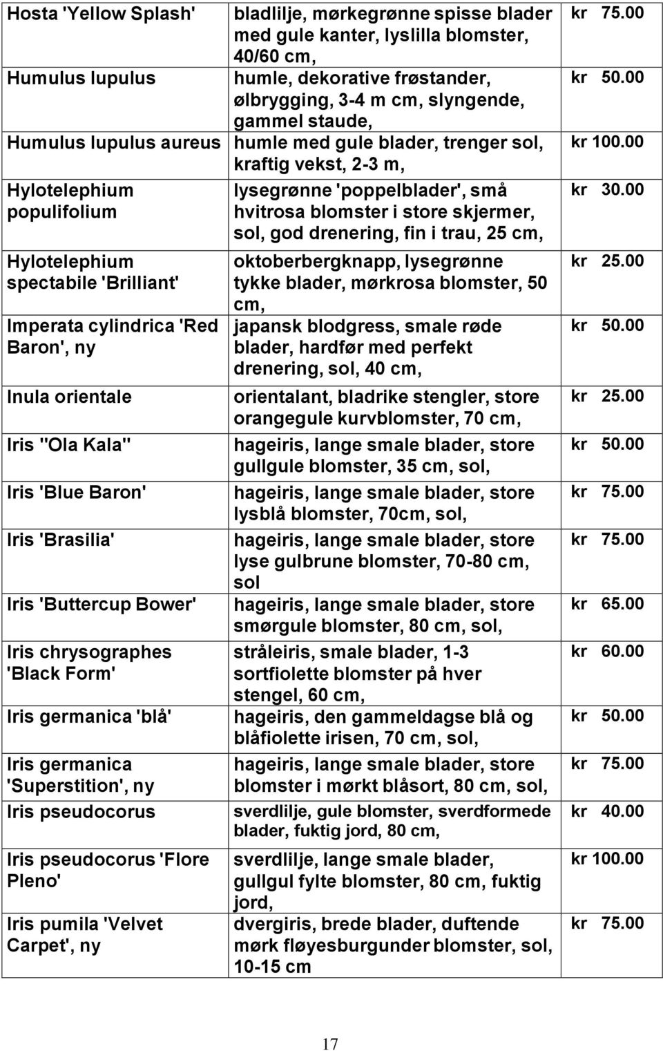 Kala" Iris 'Blue Baron' Iris 'Brasilia' Iris 'Buttercup Bower' Iris chrysographes 'Black Form' Iris germanica 'blå' Iris germanica 'Superstition', ny Iris pseudocorus Iris pseudocorus 'Flore Pleno'