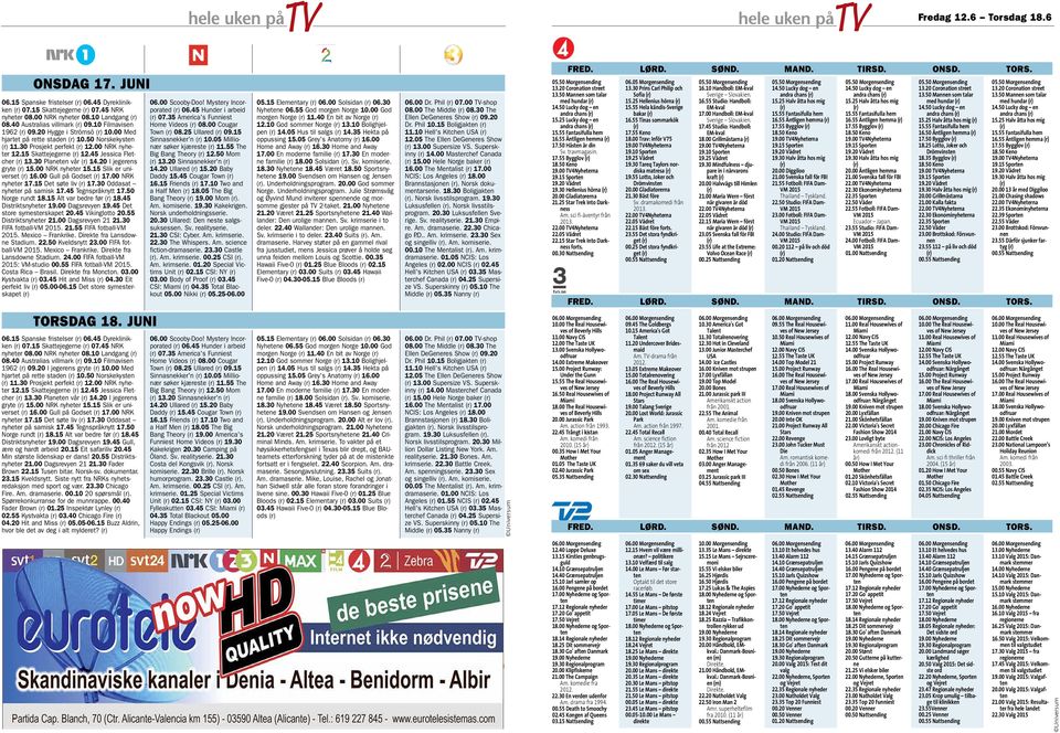 20 I jegerens gryte 15.00 NRK nyheter 15.15 Slik er universet 16.00 Gull på Godset 17.00 NRK nyheter 17.15 Det søte liv 17.30 Oddasat nyheter på samisk 17.45 Tegnspråknytt 17.50 Norge rundt 18.