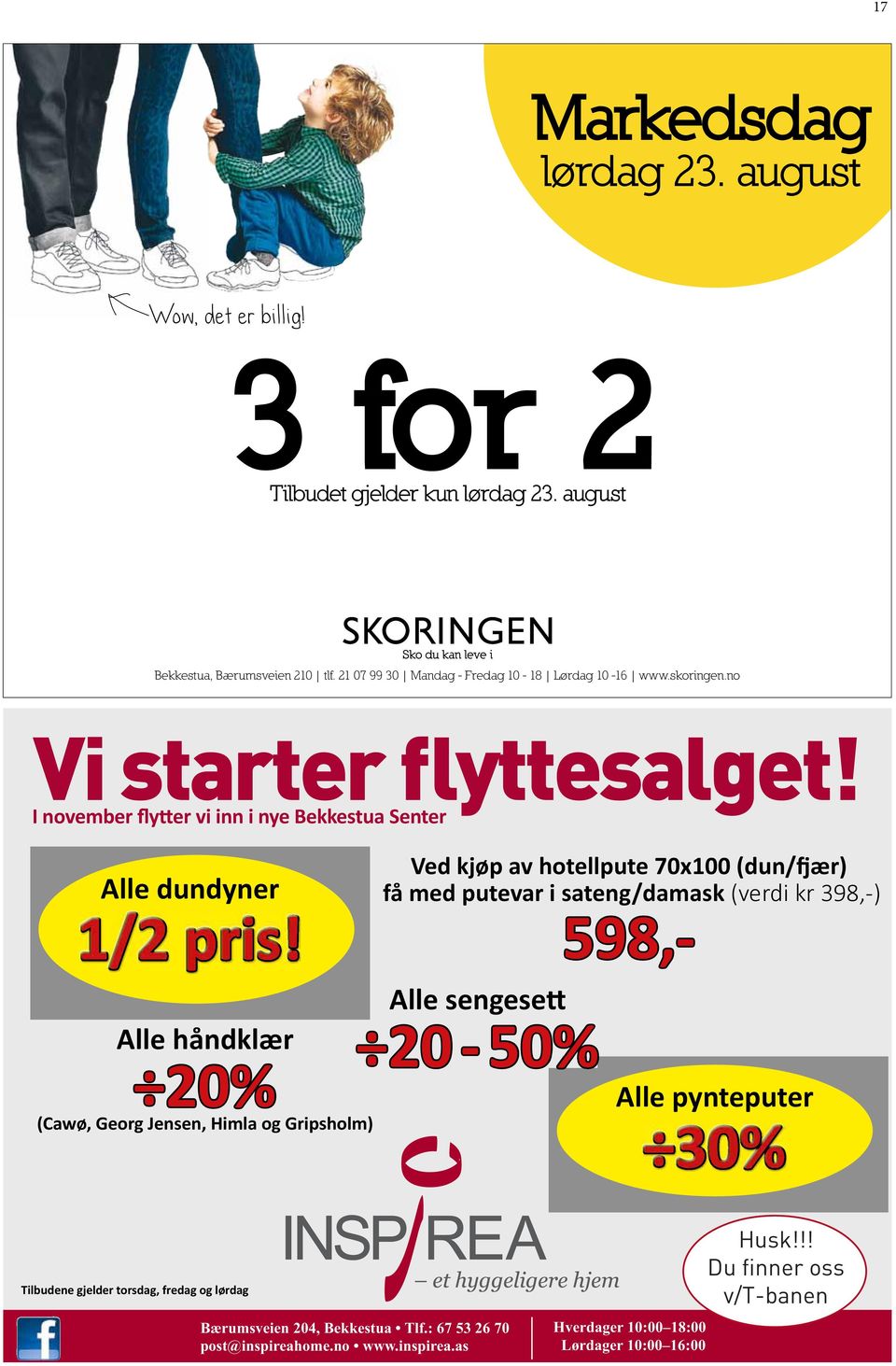 Alle håndklær 20% (Cawø, Georg Jensen, Himla og Gripsholm) Ved kjøp av hotellpute 70x100 (dun/fjær) få med putevar i sateng/damask (verdi kr 398,-) 598,- Alle