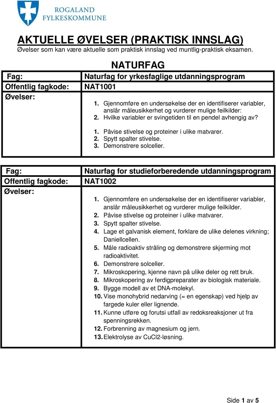 Påvise stivelse og proteiner i ulike matvarer. 2. Spytt spalter stivelse. 3. Demonstrere solceller. Fag: Naturfag for studieforberedende utdanningsprogram NAT1002 1.