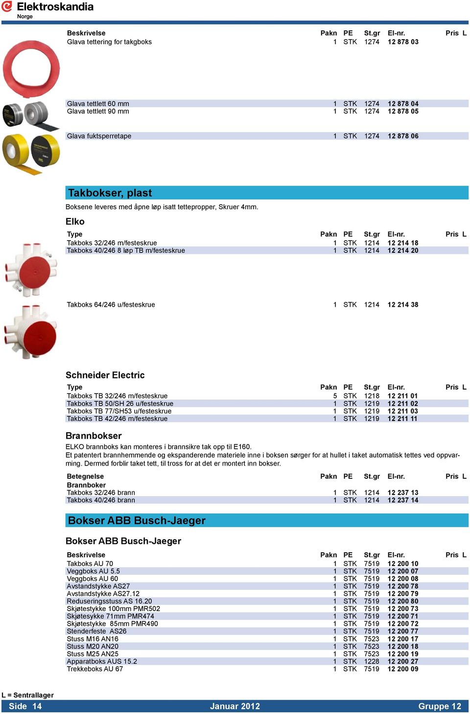 Pris L Takboks 32/246 m/festeskrue 1 STK 1214 12 214 18 Takboks 40/246 8 løp TB m/festeskrue 1 STK 1214 12 214 20 Takboks 64/246 u/festeskrue 1 STK 1214 12 214 38 Schneider Electric Type Pakn PE St.