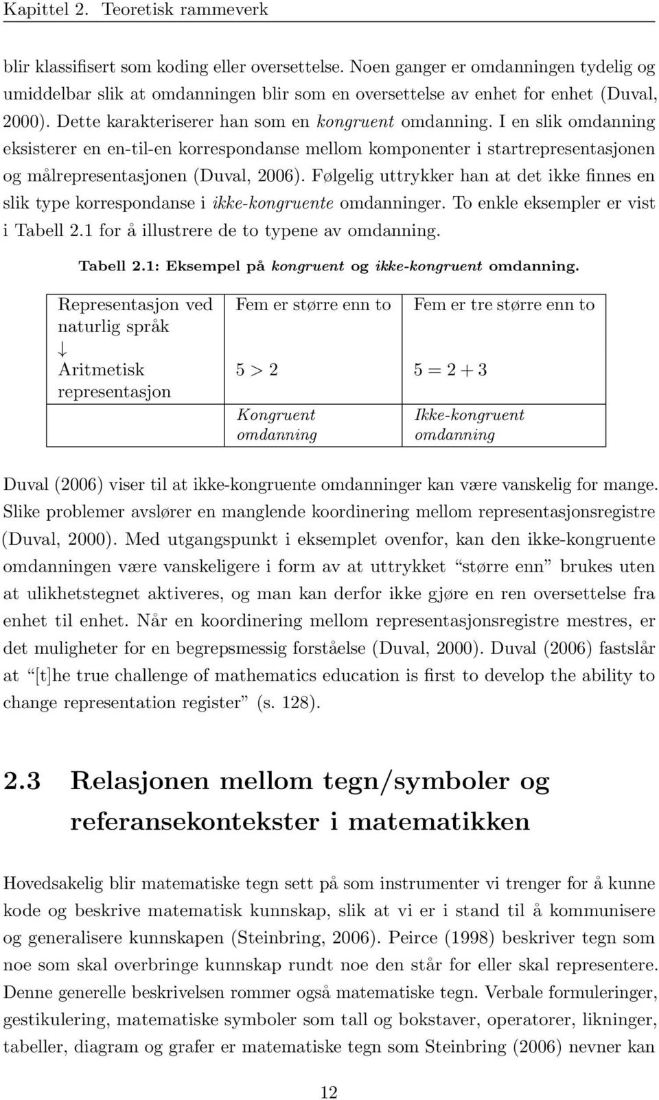 I en slik omdanning eksisterer en en-til-en korrespondanse mellom komponenter i startrepresentasjonen og målrepresentasjonen (Duval, 2006).