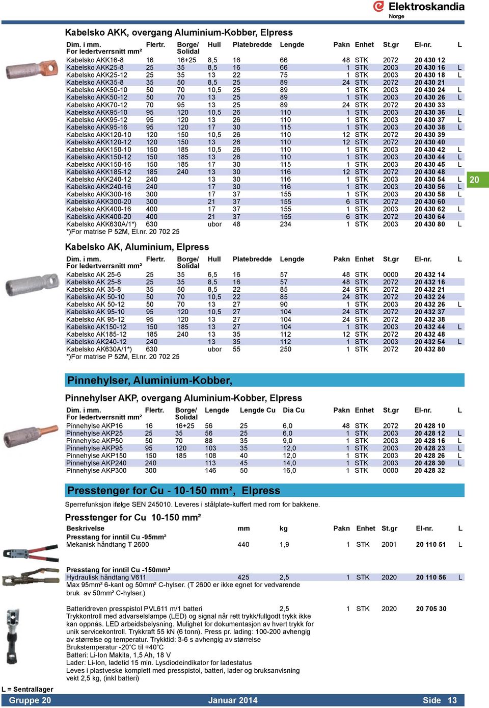 Kabelsko AKK35-8 35 50 8,5 25 89 24 STK 2072 20 430 21 Kabelsko AKK50-10 50 70 10,5 25 89 1 STK 2003 20 430 24 L Kabelsko AKK50-12 50 70 13 25 89 1 STK 2003 20 430 26 L Kabelsko AKK70-12 70 95 13 25
