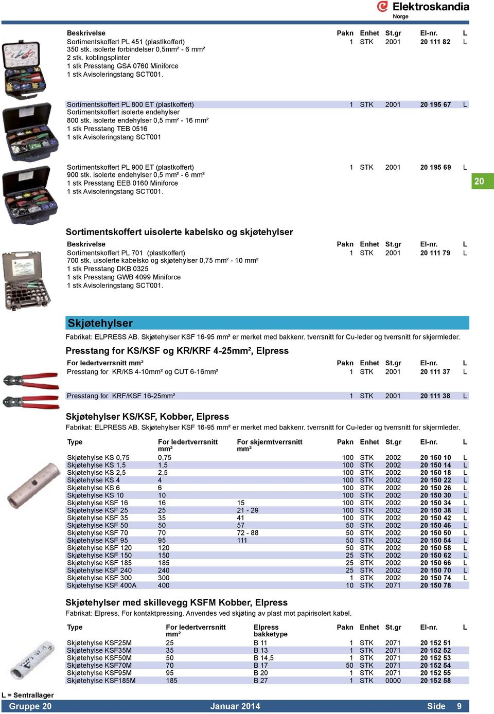 isolerte endehylser 0,5-16 1 stk Presstang TEB 0516 1 stk Avisoleringstang SCT001 Sortimentskoffert PL 900 ET (plastkoffert) 1 STK 2001 20 195 69 L 900 stk.