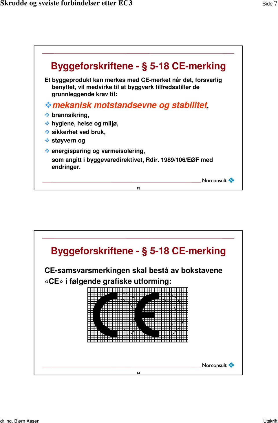 miljø, sikkerhet ved bruk, støyvern og energisparing og varmeisolering, som angitt i byggevaredirektivet, Rdir.