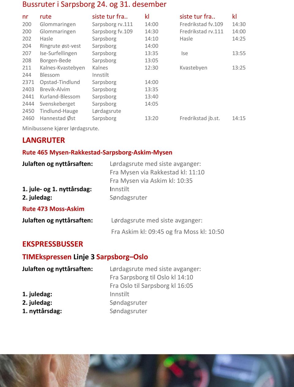 111 14:00 202 Hasle Sarpsborg 14:10 Hasle 14:25 204 Ringrute øst vest Sarpsborg 14:00 207 Ise Surfellingen Sarpsborg 13:35 Ise 13:55 208 Borgen Bede Sarpsborg 13:05 211 Kalnes Kvastebyen Kalnes 12:30