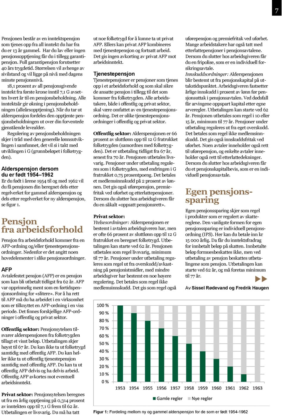 18,1 prosent av all pensjonsgivende inntekt fra første krone inntil 7,1 G avsettes hvert år til en pensjonsbeholdning. Alle inntektsår gir økning i pensjonsbeholdningen (alleårsopptjening).