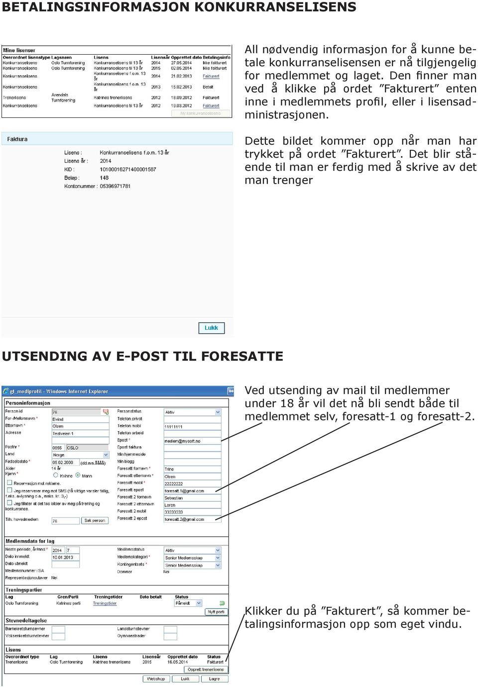 Dette bildet kommer opp når man har trykket på ordet Fakturert.