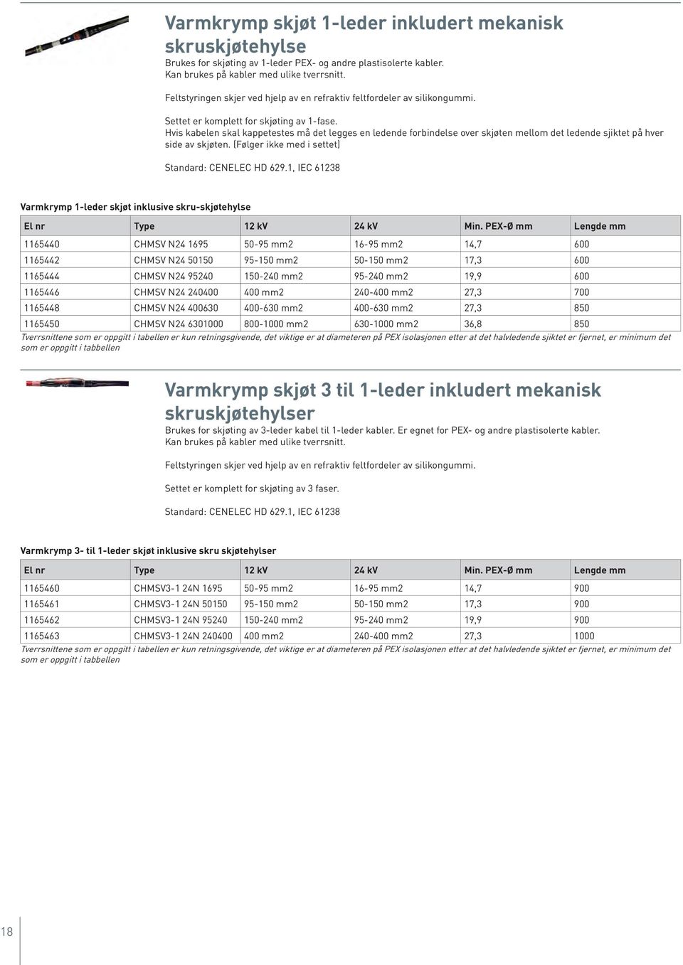 Hvis kabelen skal kappetestes må det legges en ledende forbindelse over skjøten mellom det ledende sjiktet på hver side av skjøten. (Følger ikke med i settet) Standard: CENELEC HD 629.