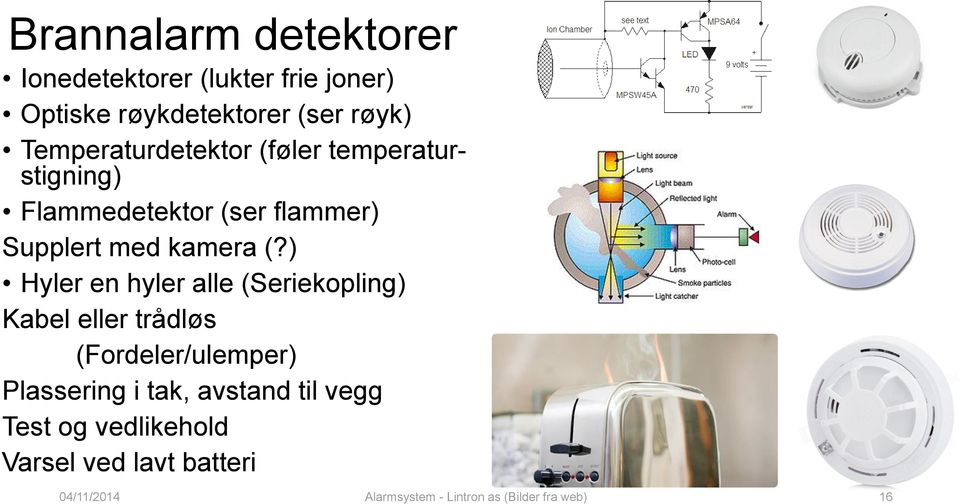 ) Hyler en hyler alle (Seriekopling) Kabel eller trådløs (Fordeler/ulemper) Plassering i tak,