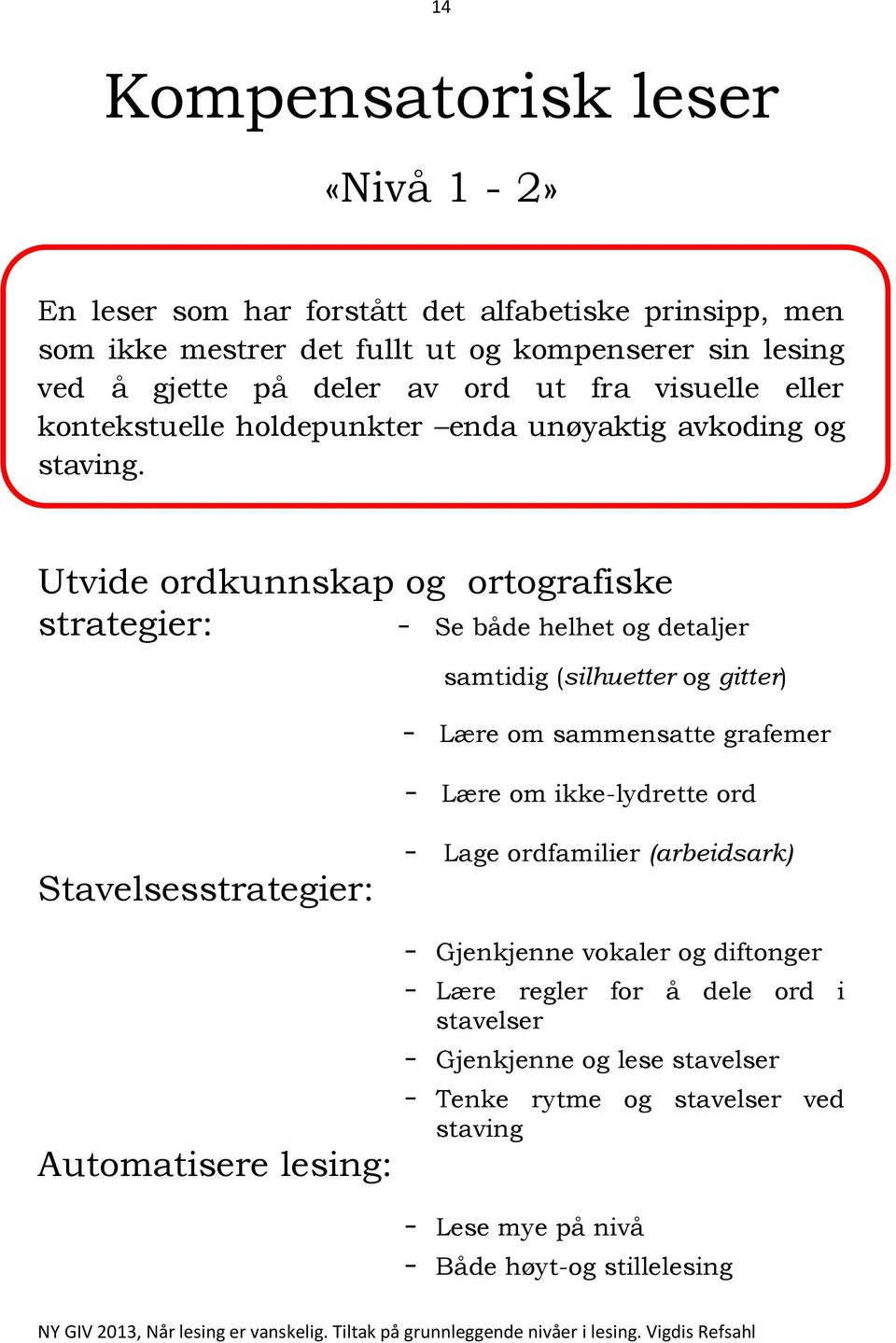 Utvide ordkunnskap og ortografiske strategier: - Se både helhet og detaljer samtidig (silhuetter og gitter) - Lære om sammensatte grafemer - Lære om ikke-lydrette ord