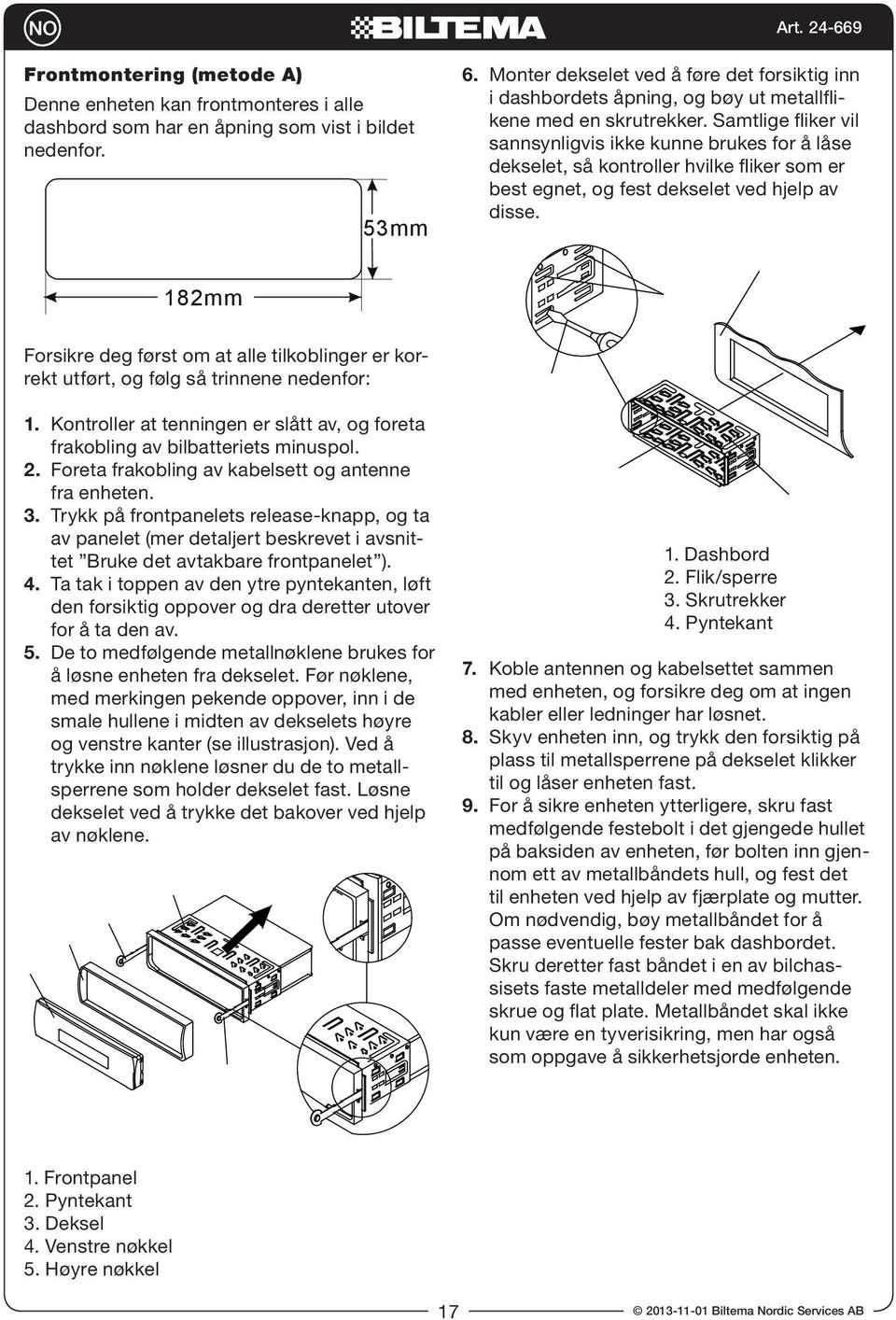 Samtlige fliker vil sannsynligvis ikke kunne brukes for å låse dekselet, så kontroller hvilke fliker som er best egnet, og fest dekselet ved hjelp av disse.