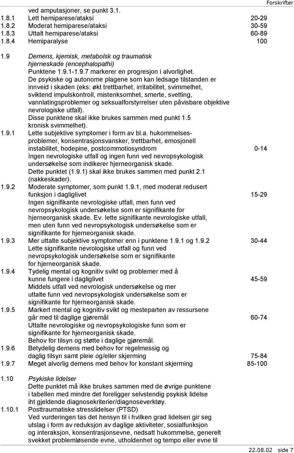 De psykiske og autonome plagene som kan ledsage tilstanden er innveid i skaden (eks: økt trettbarhet, irritabilitet, svimmelhet, sviktend impulskontroll, mistenksomhet, smerte, svetting,