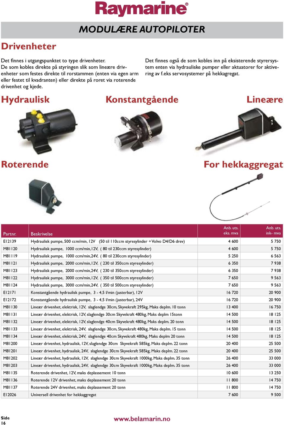 kjede. Det finnes også de som kobles inn på eksisterende styrersystem enten via hydrauliske pumper eller aktuatorer for aktivering av f.eks servosystemer på hekkagregat.