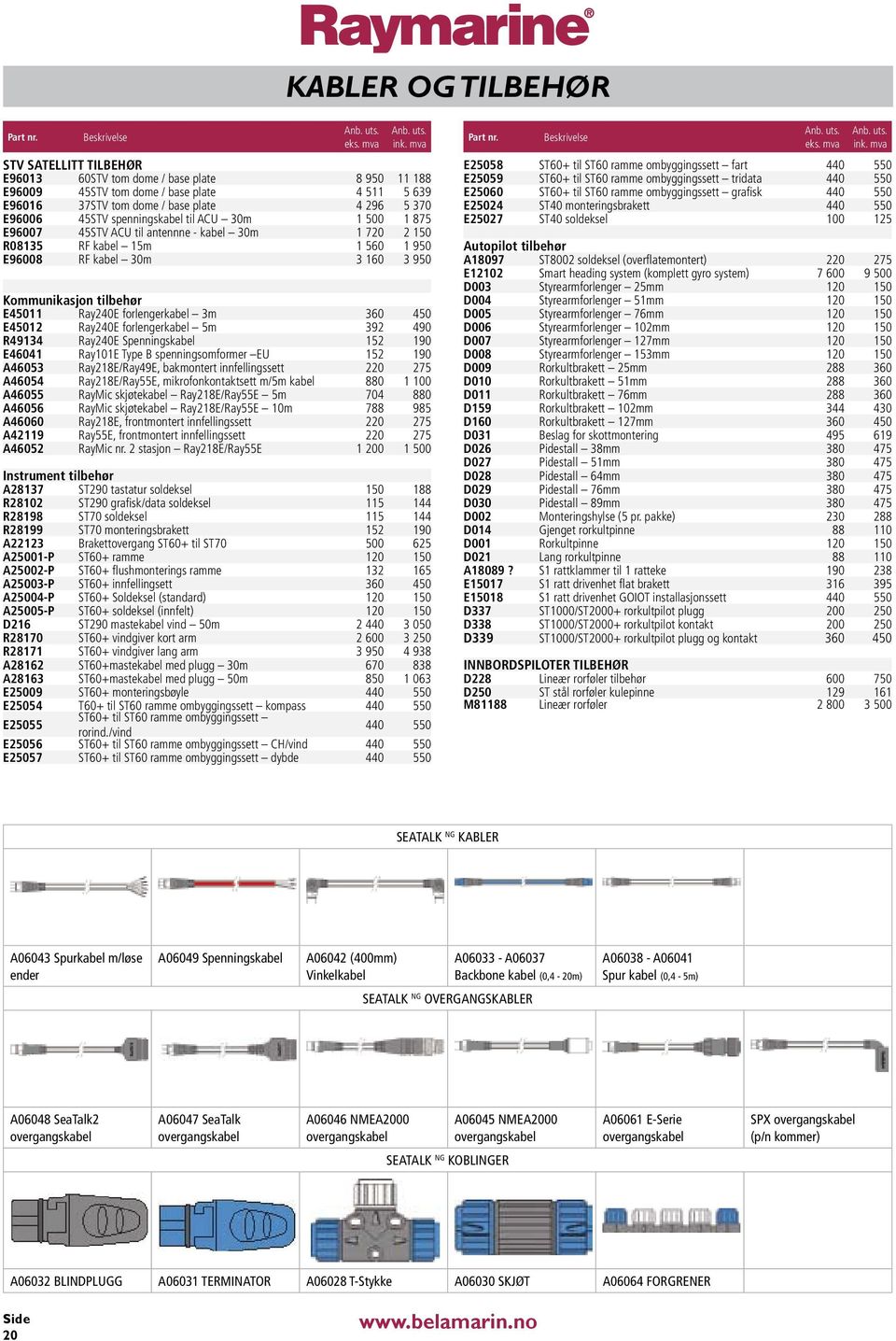 til ACU 30m 1 500 1 875 E96007 45STV ACU til antennne - kabel 30m 1 720 2 150 R08135 RF kabel 15m 1 560 1 950 E96008 RF kabel 30m 3 160 3 950 Kommunikasjon tilbehør E45011 Ray240E forlengerkabel 3m