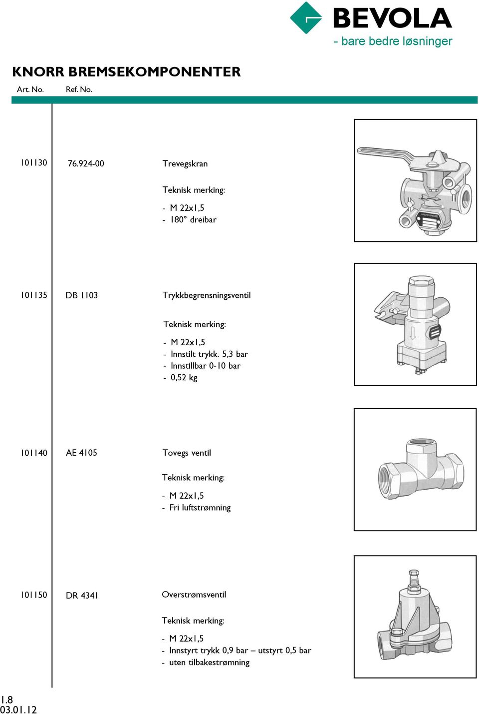 merking: - M 22x1,5 - Innstilt trykk.