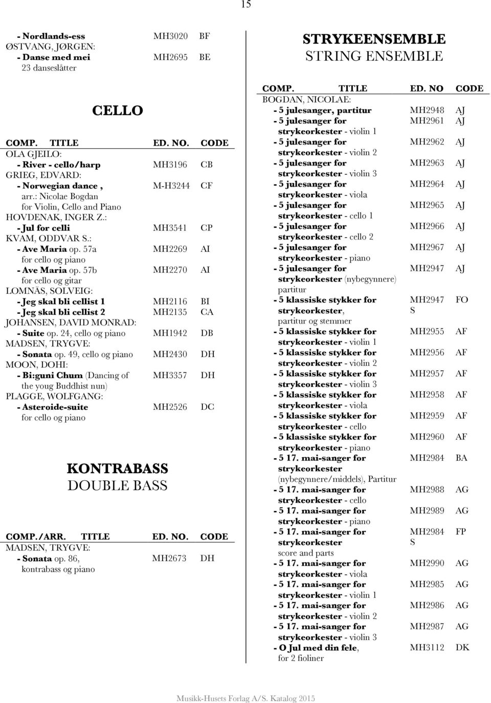 57b MH2270 AI for cello og gitar LOMNÄS, SOLVEIG: - Jeg skal bli cellist 1 MH2116 BI - Jeg skal bli cellist 2 MH2135 CA JOHANSEN, DAVID MONRAD: - Suite op.