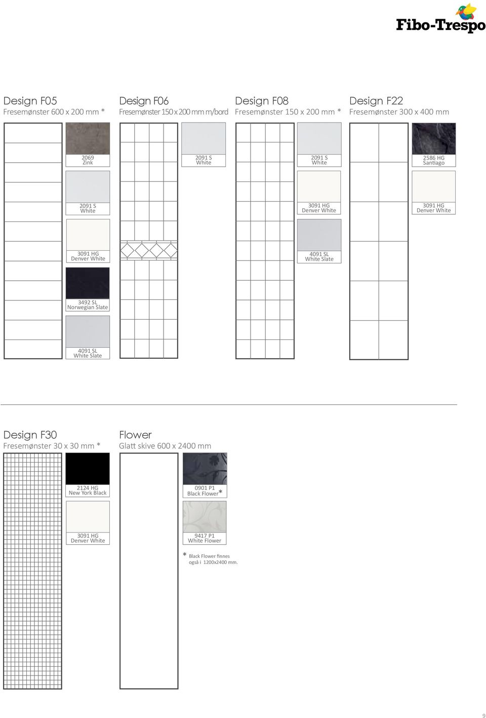 HG Denver White 4091 SL White Slate 3492 SL Norwegian Slate 4091 SL White Slate Design F30 Fresemønster 30 x 30 mm * Flower Glatt skive