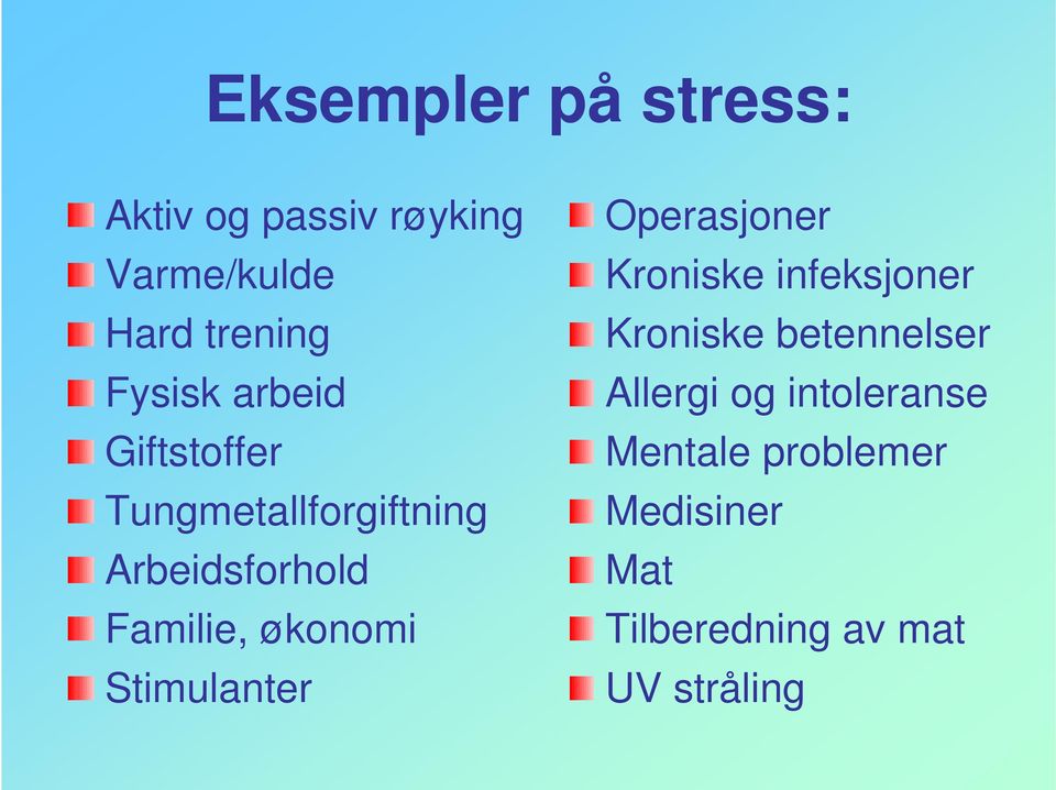 økonomi Stimulanter Operasjoner Kroniske infeksjoner Kroniske betennelser