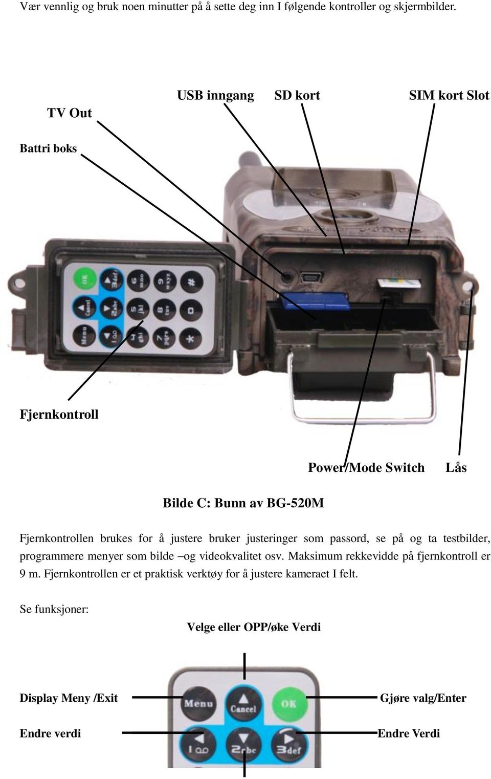 å justere bruker justeringer som passord, se på og ta testbilder, programmere menyer som bilde og videokvalitet osv.