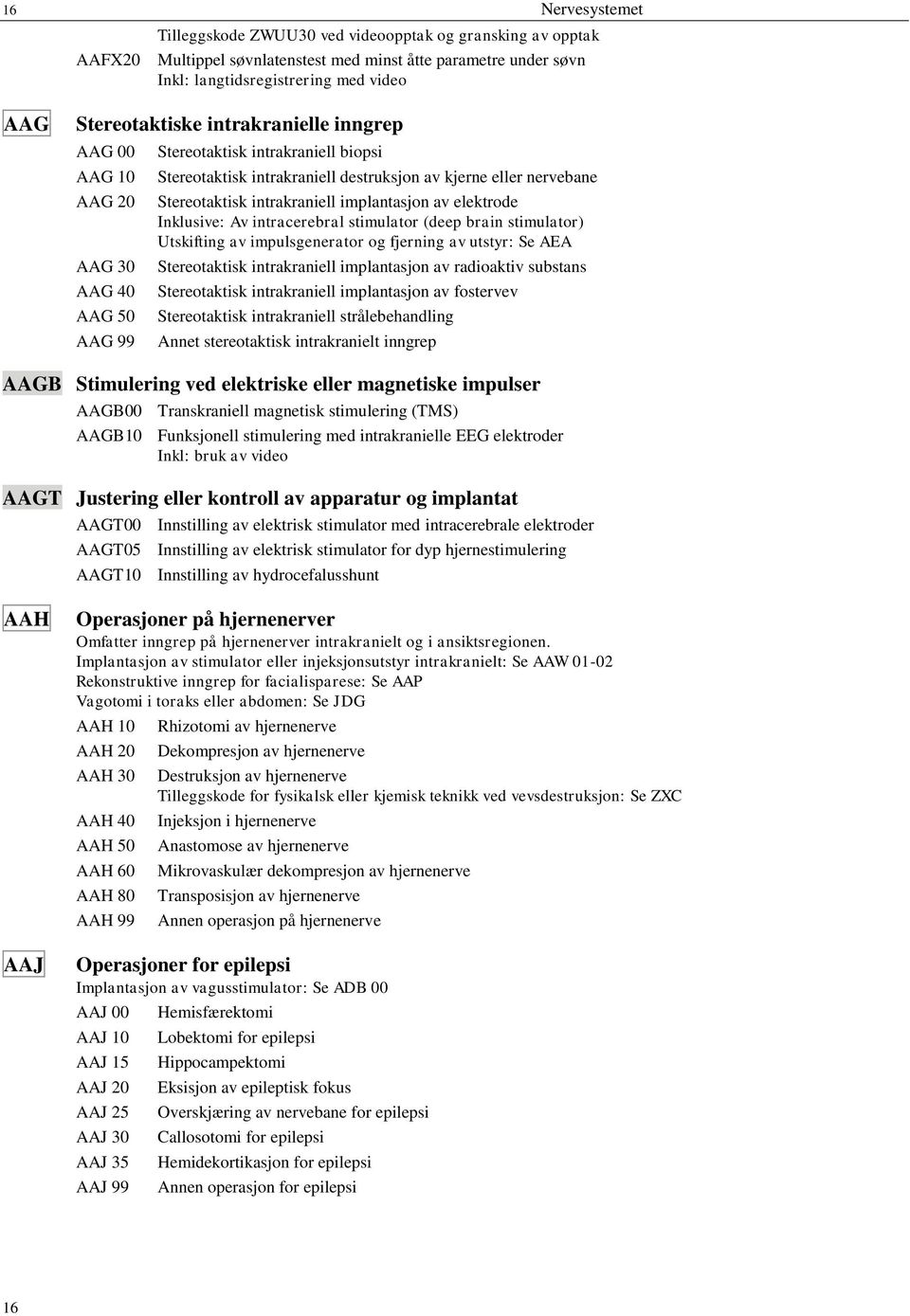 intrakraniell implantasjon av elektrode Inklusive: Av intracerebral stimulator (deep brain stimulator) Utskifting av impulsgenerator og fjerning av utstyr: Se AEA Stereotaktisk intrakraniell