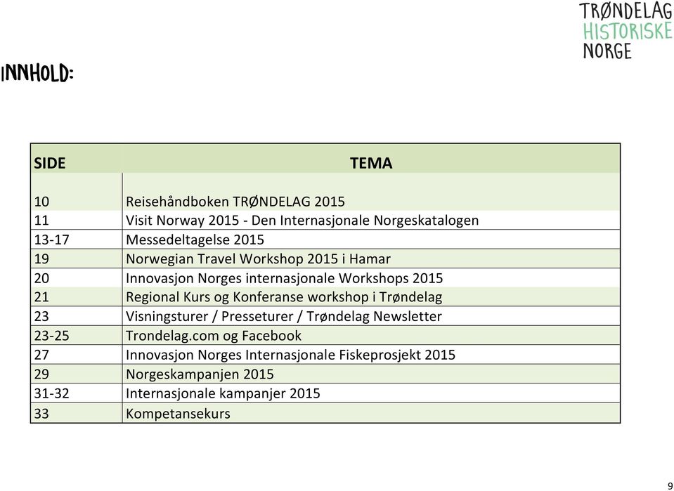 Kurs og Konferanse workshop i Trøndelag 23 Visningsturer / Presseturer / Trøndelag Newsletter 23-25 Trondelag.