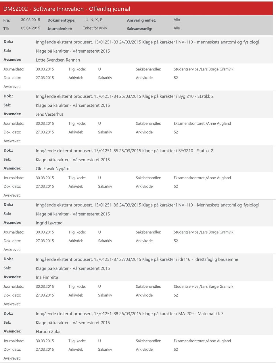 2015 Inngående eksternt produsert, 15/01251-84 25/03/