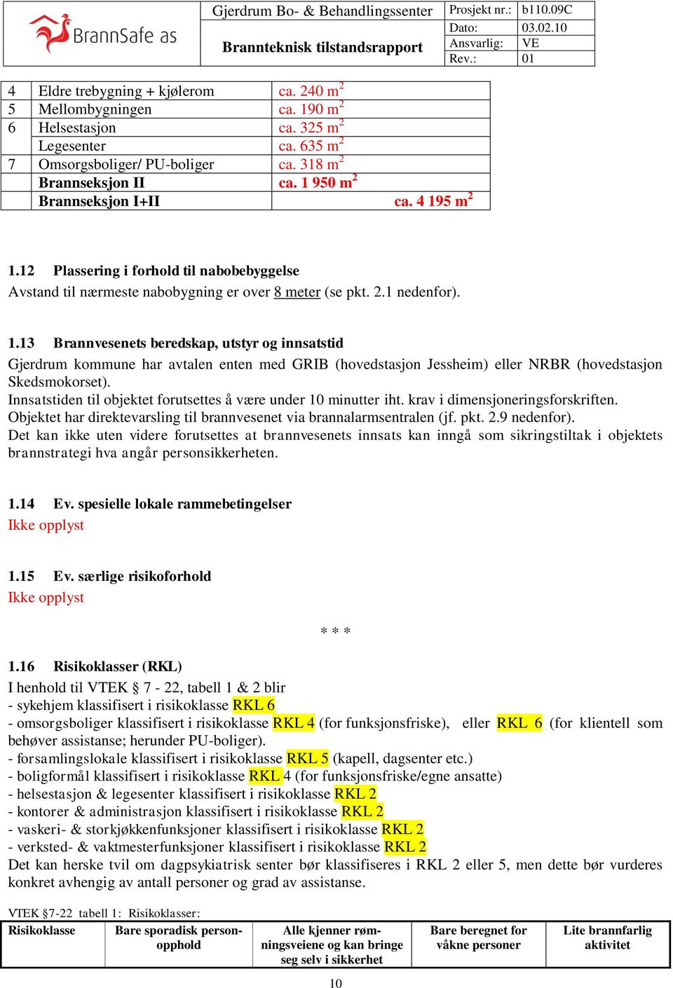 Innsatstiden til objektet forutsettes å være under 10 minutter iht. krav i dimensjoneringsforskriften. Objektet har direktevarsling til brannvesenet via brannalarmsentralen (jf. pkt. 2.9 nedenfor).